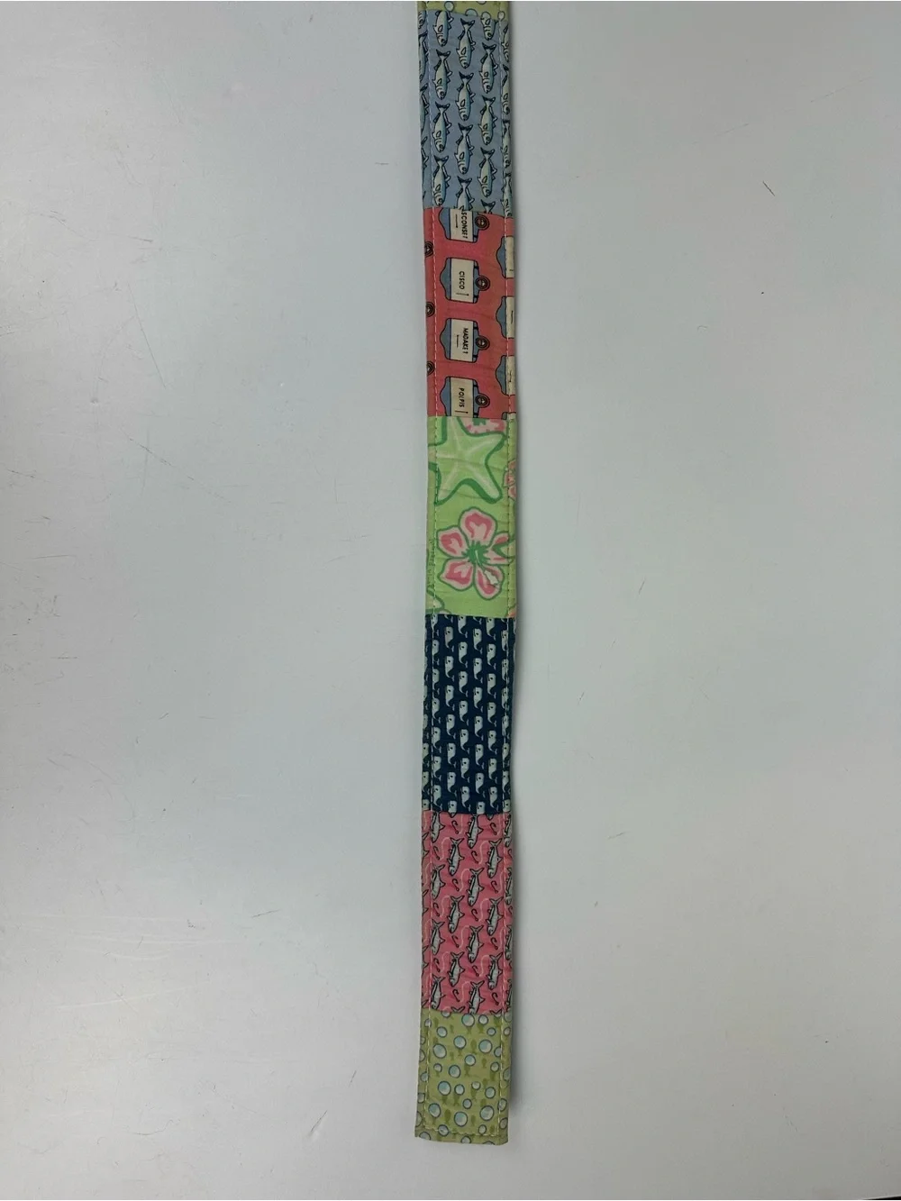 Vineyard Vines PatchworkNantucket D-Ring Fabric Belt in Pink, Blue, Green
